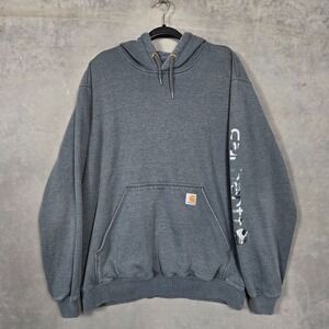 Carhartt Hoodie Mens L Gray hoodie Sleeve Spell Out Camo original fit